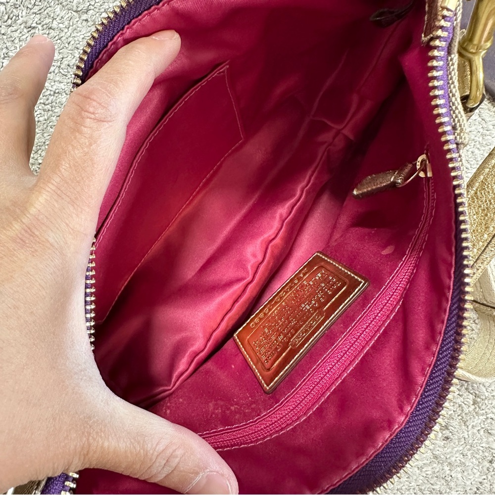 RARE Coach Poppy Tartan Applique Groovy Crossbody Shoulder Bag Brown Monogram - Picture 13 of 16